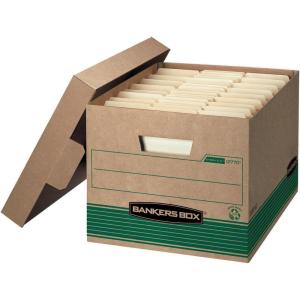 imageBankers Box 20 Pack STORFILE MediumDuty 100 Recycled File Storage Boxes FastFold LiftOff Lid LetterLegal KraftGreen20Pack