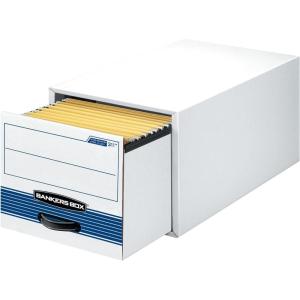 imageBankers Box 6 Pack STORDRAWER STEEL PLUS Extra Space Saving Filing Cabinet Stacks 5 High Letter WhiteBlueLegal