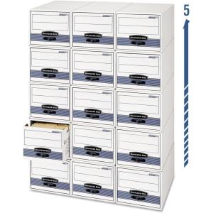 imageBankers Box 6 Pack STORDRAWER STEEL PLUS Extra Space Saving Filing Cabinet Stacks 5 High Letter WhiteBlueLetter