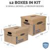 imageBankers Box Classic Moving Box 12 Pack Kit Reinforced Handles TapeFree Assembly Box with Lid 8 Small and 4 Medium Boxes 7716401Assorted Kit