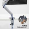 imageFellowes Platinum Series Triple Monitor Arm for 27Inch Monitors Full Motion 360 Rotation VESA Mount with Grommet or Clamp USB Ports Ergonomic Black 8042601Silver