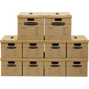imageBankers Box Classic Moving Box 12 Pack Kit Reinforced Handles TapeFree Assembly Box with Lid 8 Small and 4 Medium Boxes 7716401Assorted Kit