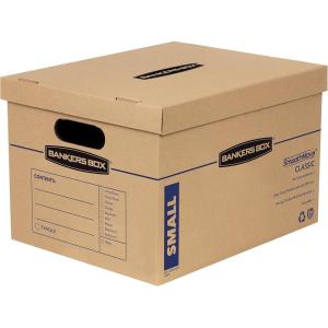 imageBankers Box Small Classic Moving Box 10 Pack Reinforced Handles TapeFree Assembly Box with Lid 15in x 12in x 10in 7714203