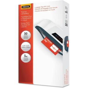 imageFellowes Hot Laminating Pouches Luggage ID Tag with Loop 5 mil 25 Pack 520035mil50pk