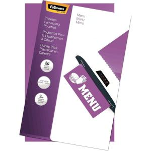 imageFellowes Laminating Pouches Thermal Menu Size 175 x 115 Inches 3 Mil 25 Pack 5201150 Pack