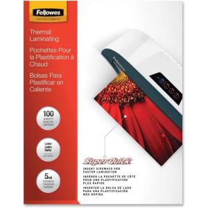 imageFellowes Laminating Pouches Thermal SuperQuick 115quotH x 9quotW Size 5 Mil 100 Pack 5223001