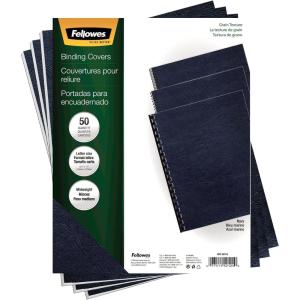 imageFellowes Letter Size Binding Covers Expressions Grain 50Pack Navy 5212450 Pack