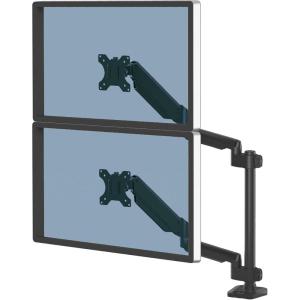 imageFellowes Platinum Series Triple Monitor Arm for 27Inch Monitors Full Motion 360 Rotation VESA Mount with Grommet or Clamp USB Ports Ergonomic Black 8042601Silver or Dark Grey