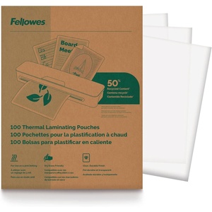 image:imageThermal Recycled Content Laminating Sheets Letter Size Pouches 9 x 115 100 Pack Clear for Use on 3mil Setting 100145863