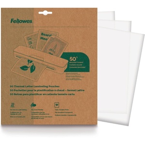 image:imageThermal Recycled Content Laminating Sheets Letter Size Pouches 9 x 115 50 Pack Clear for Use on 3mil Setting 100145862